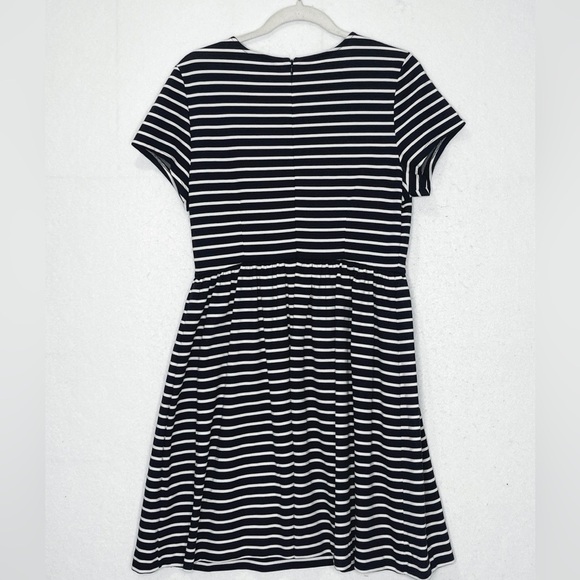 Peter Som Striped Fit and Flare Dress Black White Large - Picture 3 of 7